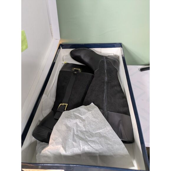 Karen Scott Deliee Riding Tall Boots Womens 5.5 M Black Microsuede Zip Shoes NWB - Picture 8 of 10